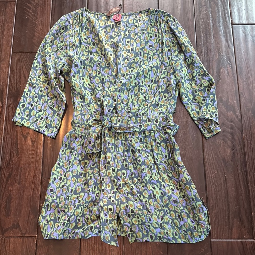 Charlie Jade Kids Dress with Green and Blue Pattern